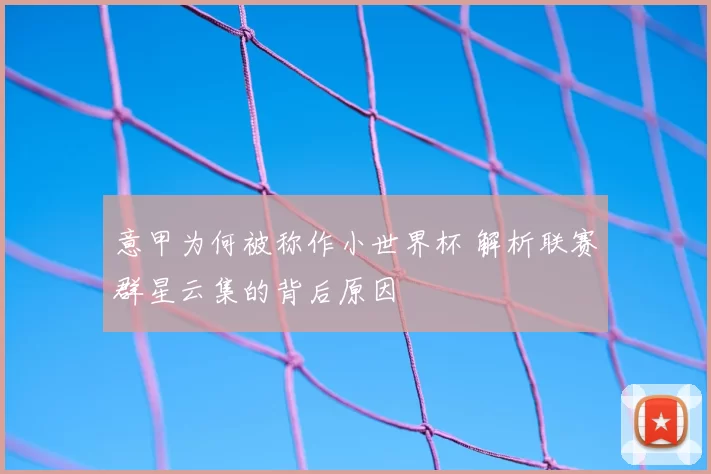 意甲为何被称作小世界杯 解析联赛群星云集的背后原因
